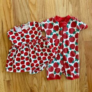 Hanna Andersson Strawberry Dress and Shortie Sleeper